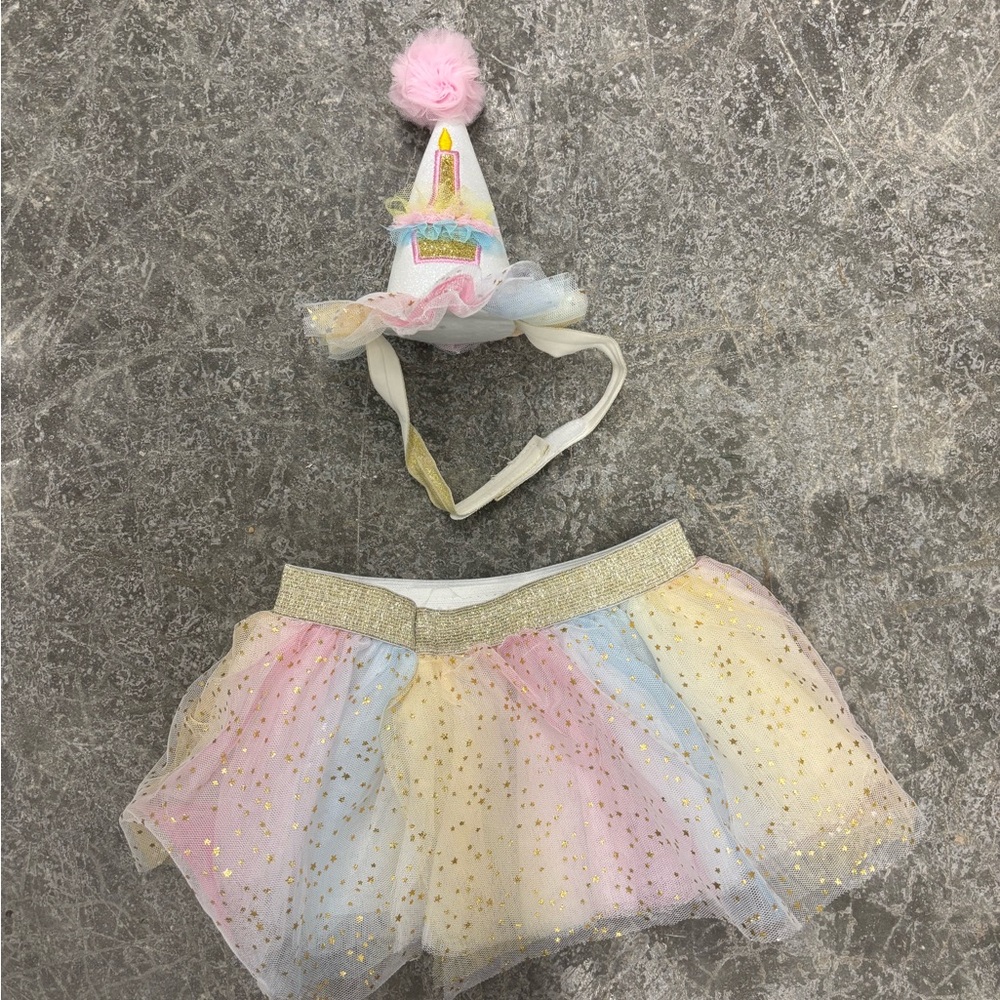 Colorful Tutu Skirt and Party Hat Set